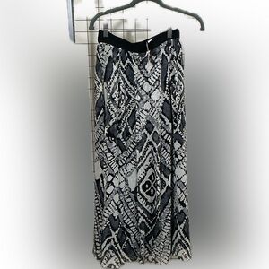 Adam Lippes Maxi Skirt Black White Abstract Print Designer Skirt